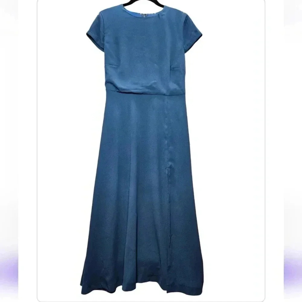 Alexa Admor Lily High Slit Midi‎ Dress in Blue Women's Size 4